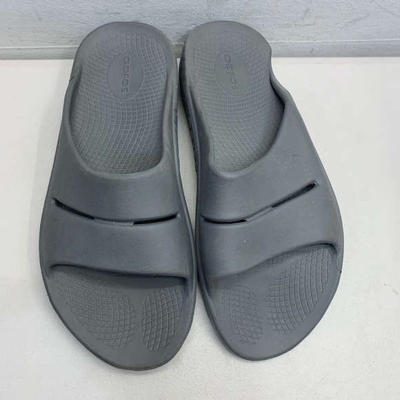 Oofos OOahh Unisex Slides M8-W10 Gray Comfort Sports Recovery Slip On Sandals - Picture 5 of 7